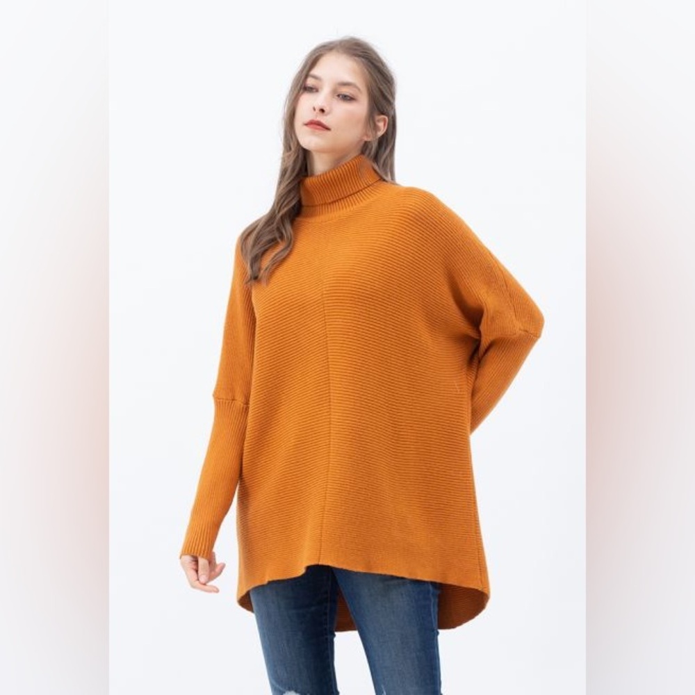 Melrose and Market Vibrant Orange Turtleneck Sweater